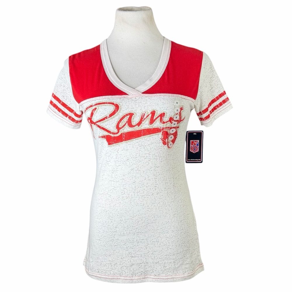 10/$25🦋 NWT NFHS White & Red RAMS Tee - Size Medium